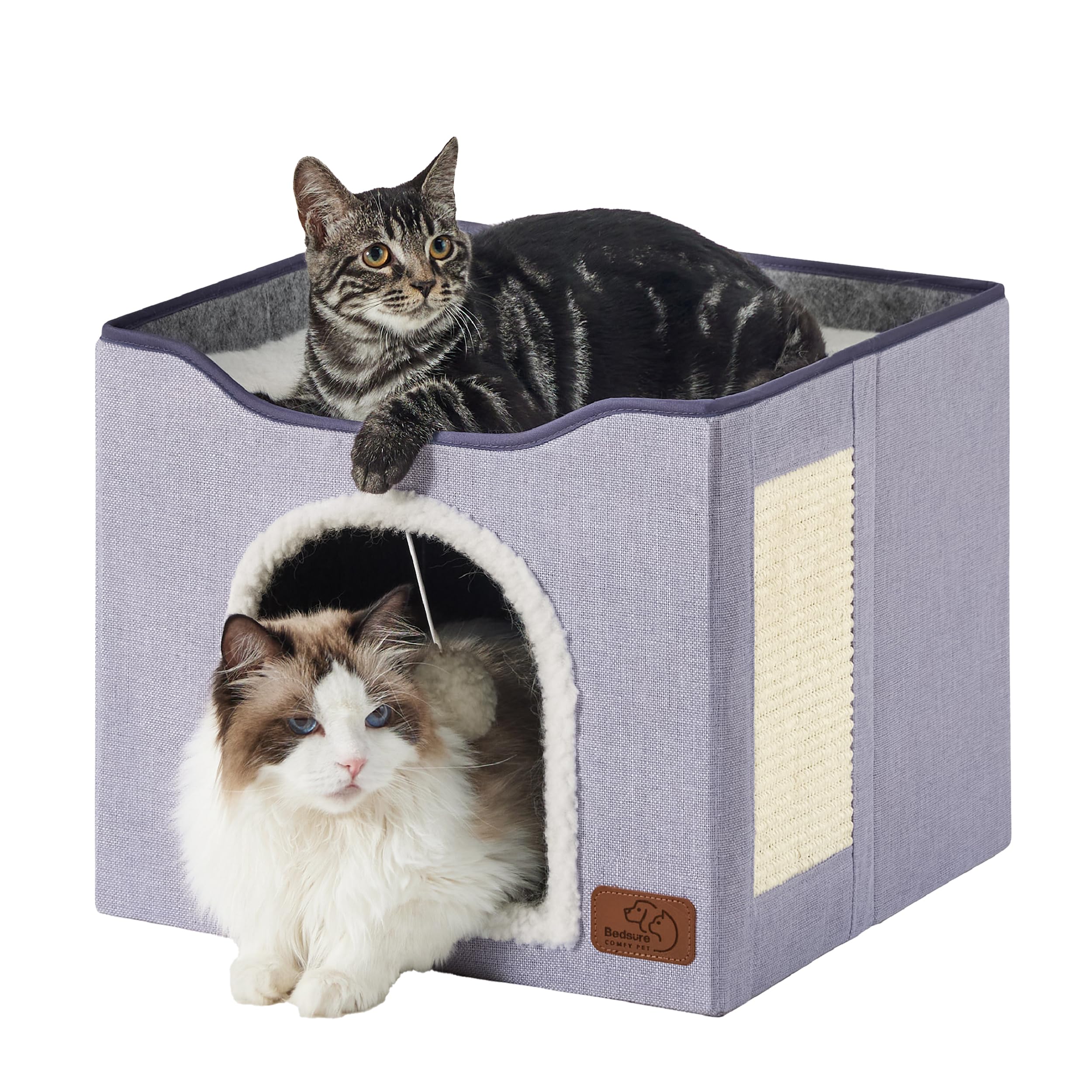 Bedsure cat bed indoor cave front view highlights a cozy hideaway for naps