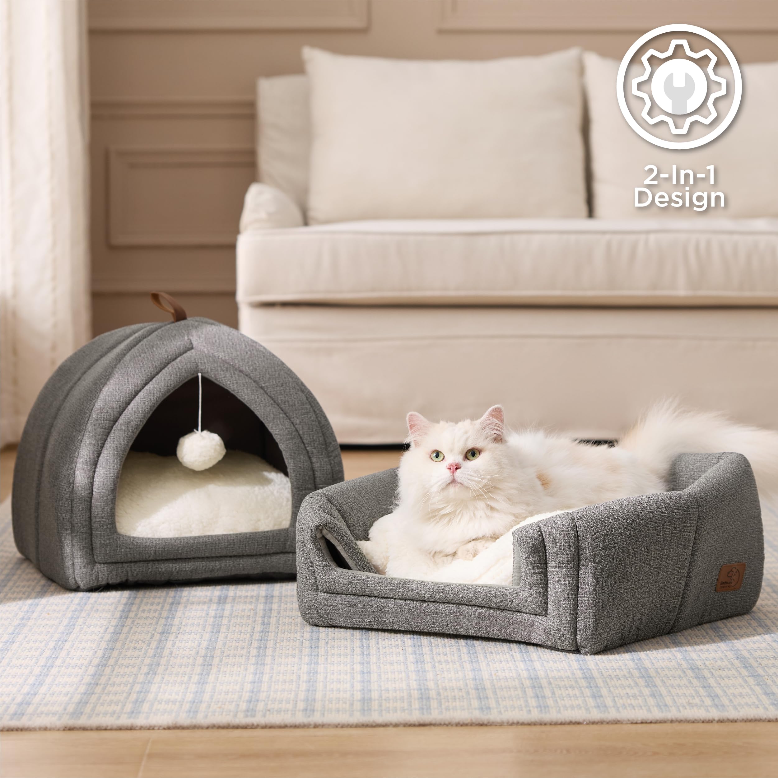 Bedsure cat bed cushion with removable pillow for easy washing.