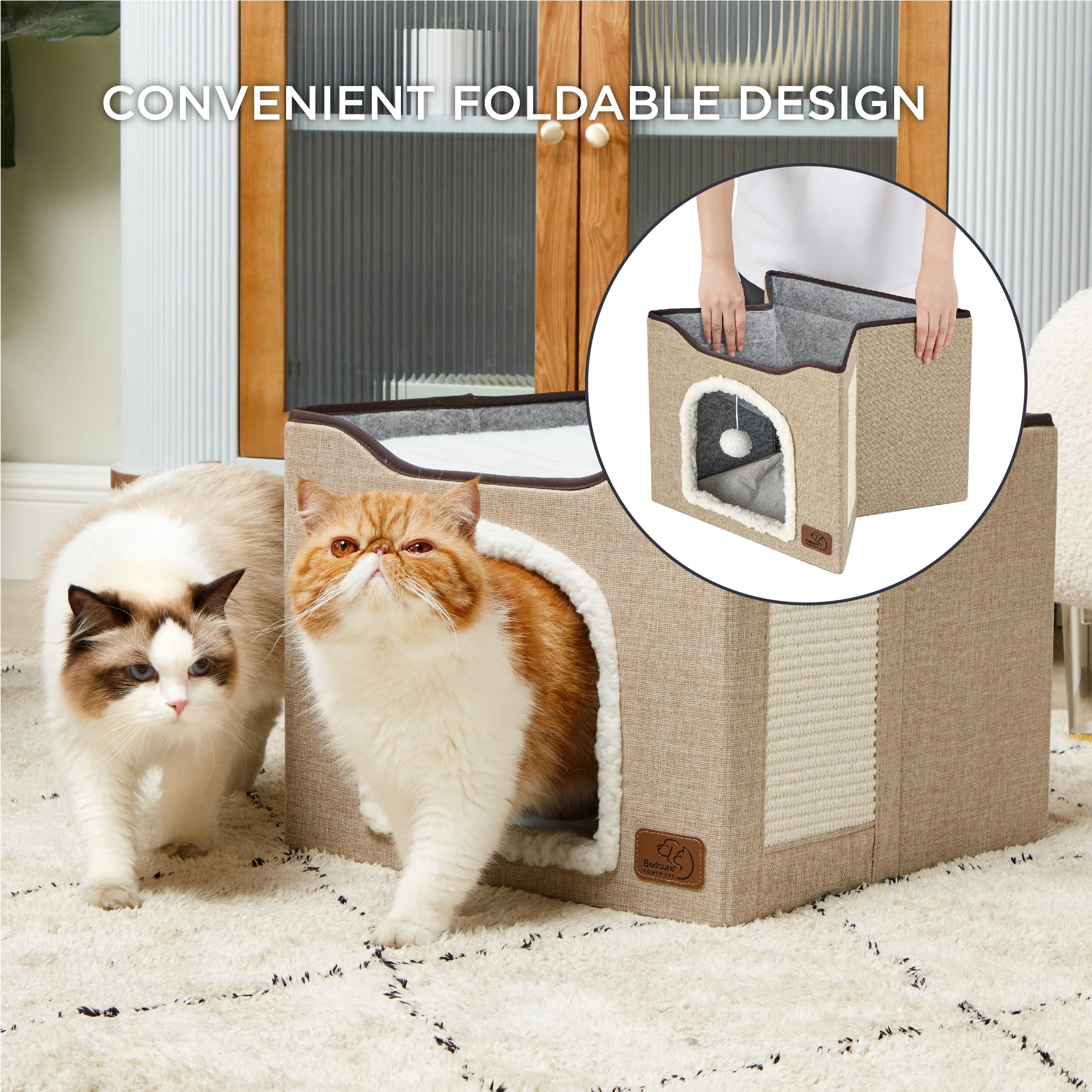 Bedsure cat bed scratch board brown encourages scratching