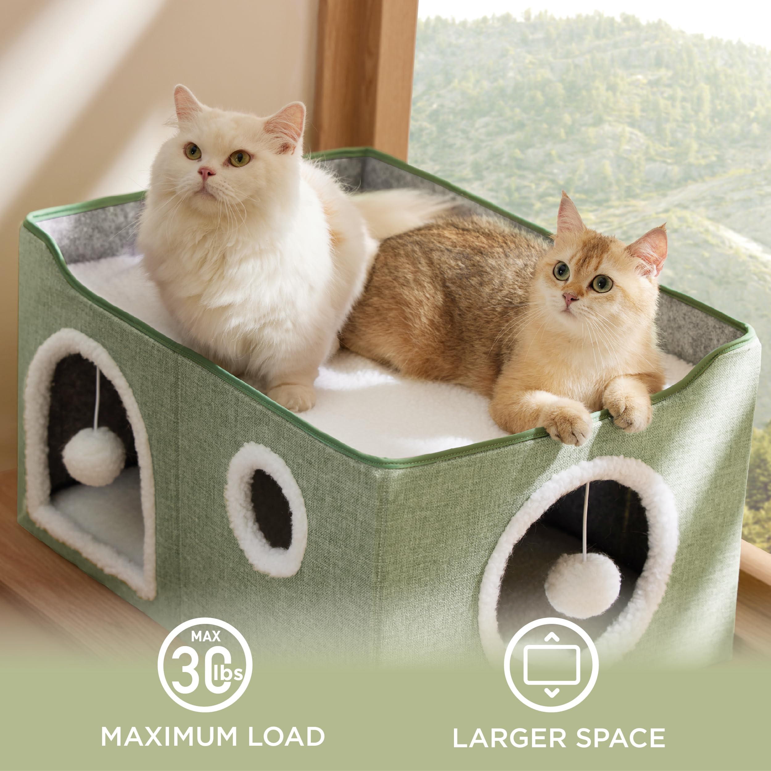 Bedsure cat bed with sisal scratching board supports playful claw-care.