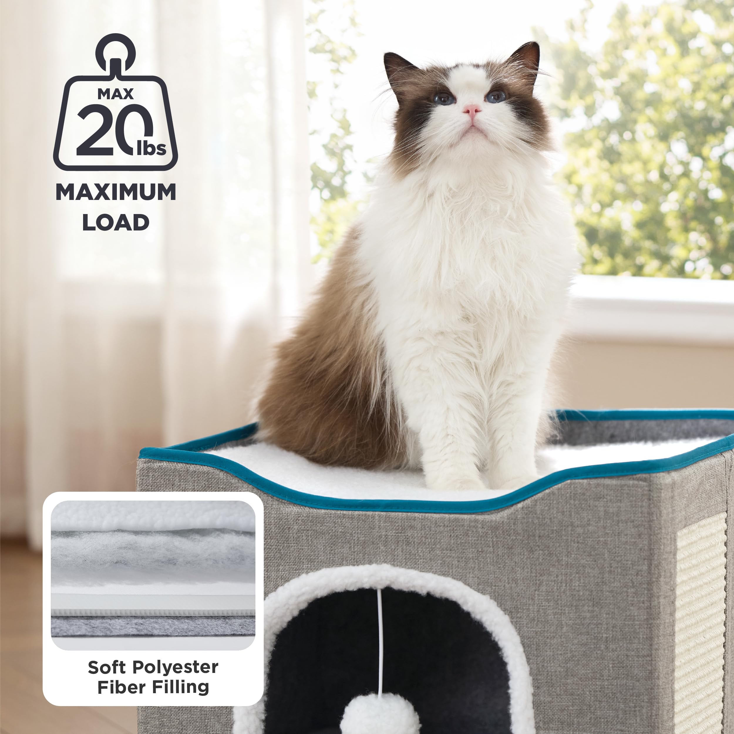 Bedsure fluffy ball hanging highlights interactive play and enrichment.