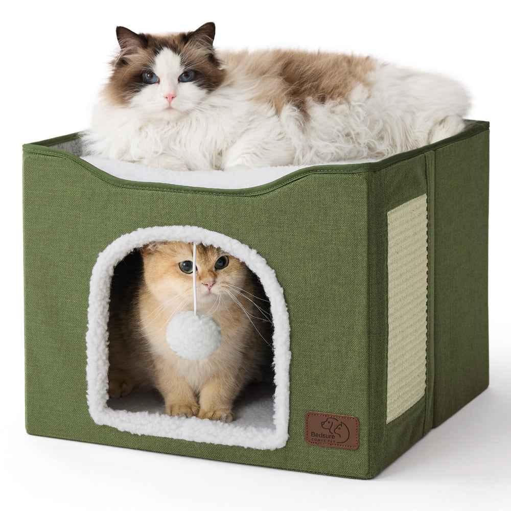 Bedsure cat beds indoor cat cave entry shows a private cozy den for restful naps