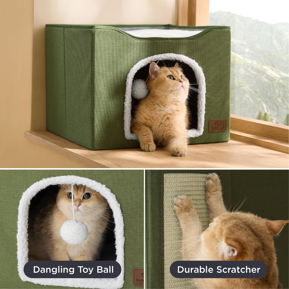 Bedsure cat beds indoor fluffy-ball-hanging provides interactive play
