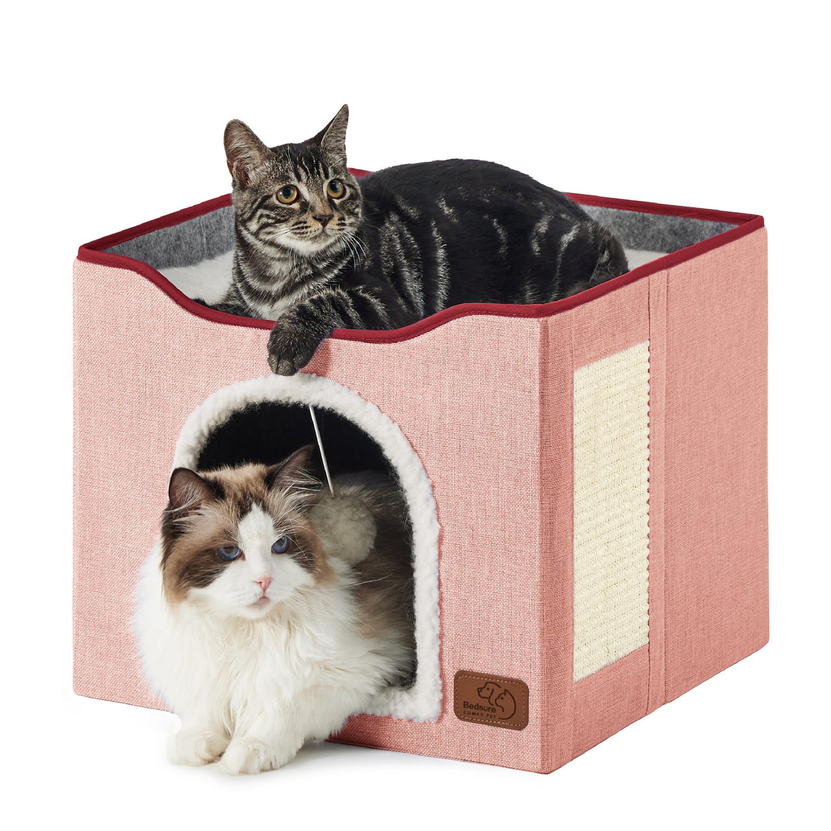 Bedsure cat bed bottom cave; secure den for napping and hiding.