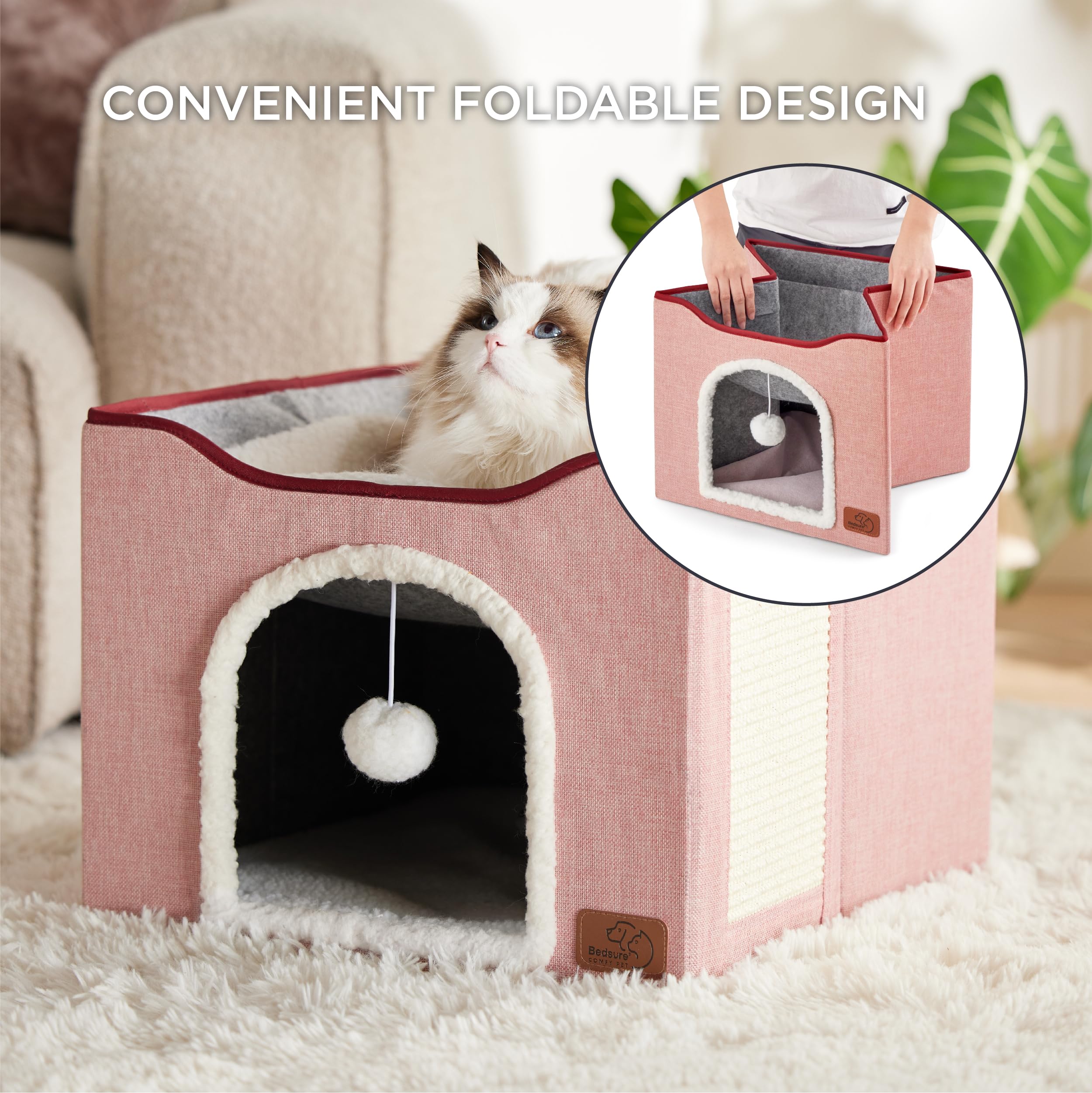 Bedsure plush hanging ball; interactive toy for playful engagement.