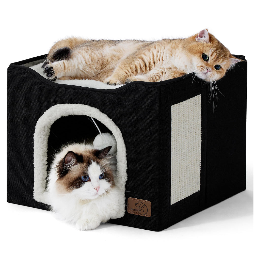 Bedsure cat beds large den inside view offers private cozy retreat for cats.
