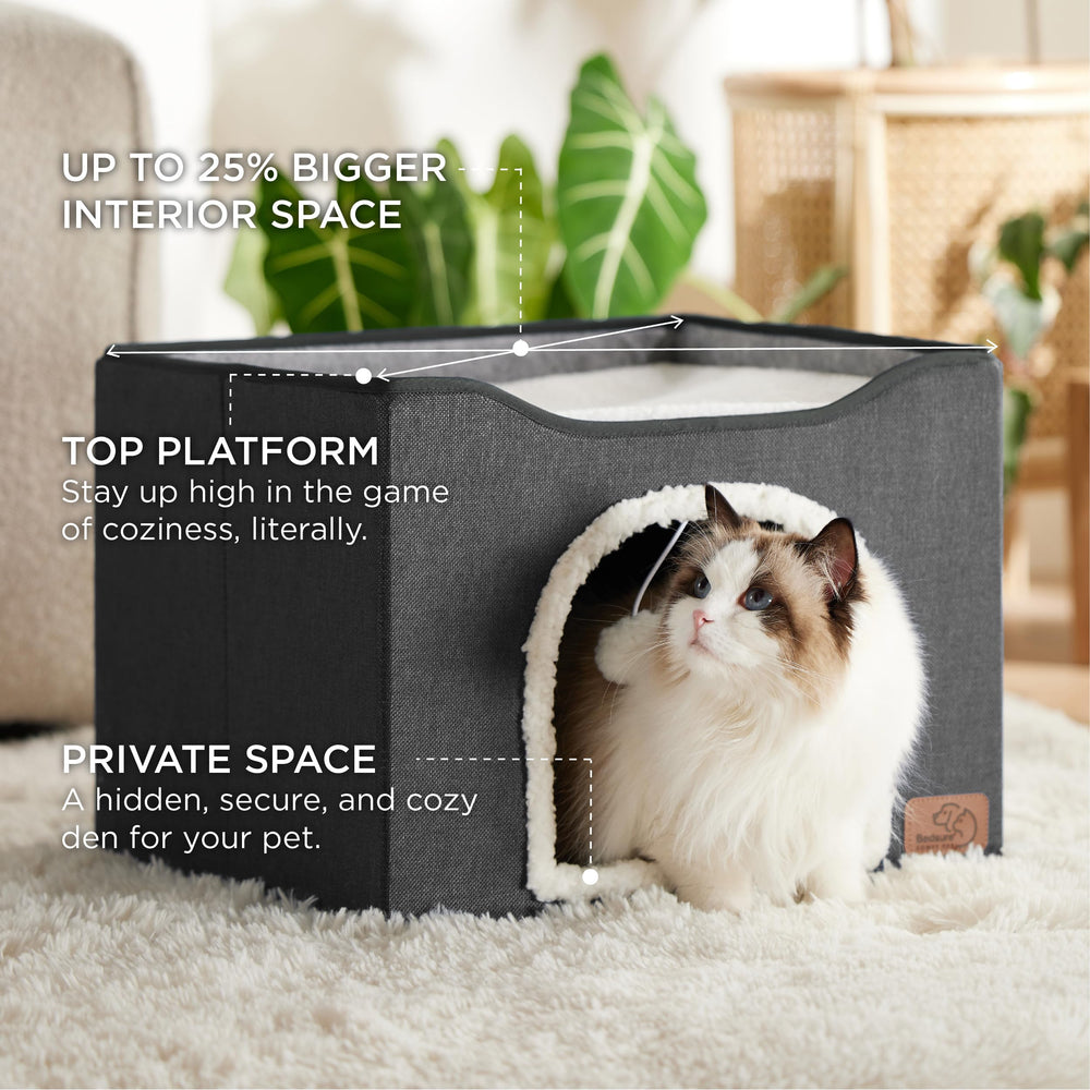 Bedsure cat beds private den inside view offers cozy space for restful lounging.