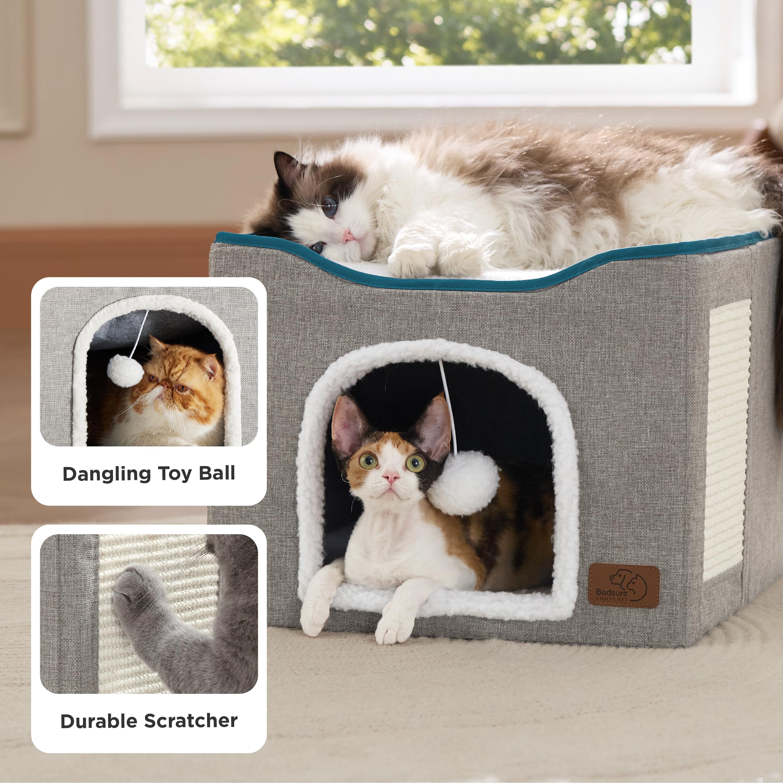 Bedsure top platform lounge area ideal for sunlit window watching and stretching