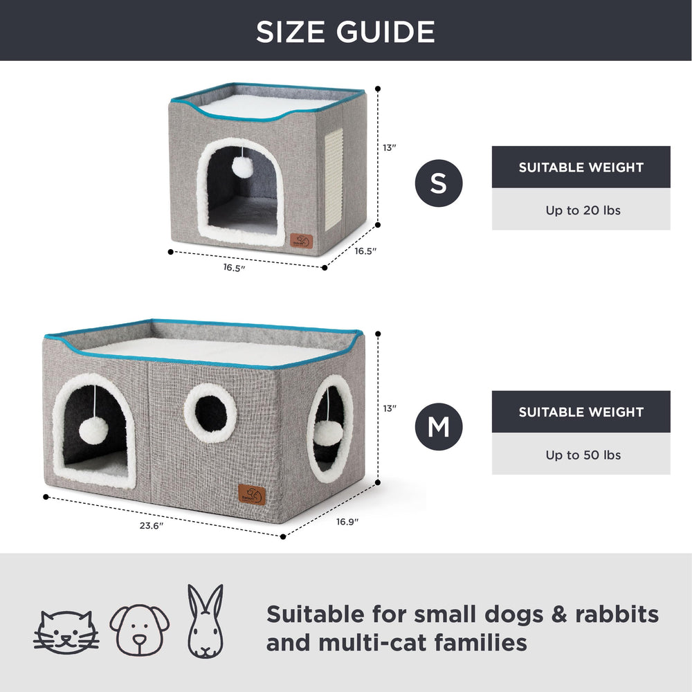 Bedsure cat cube house foldable design simplifies storage and travel between rooms.