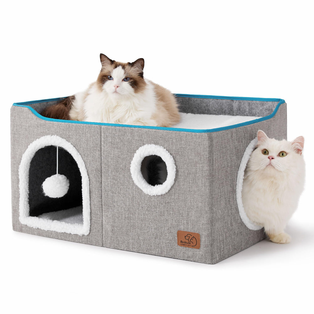 Bedsure cat cube house inside view shows a cozy, secure hideaway for relaxed cats.