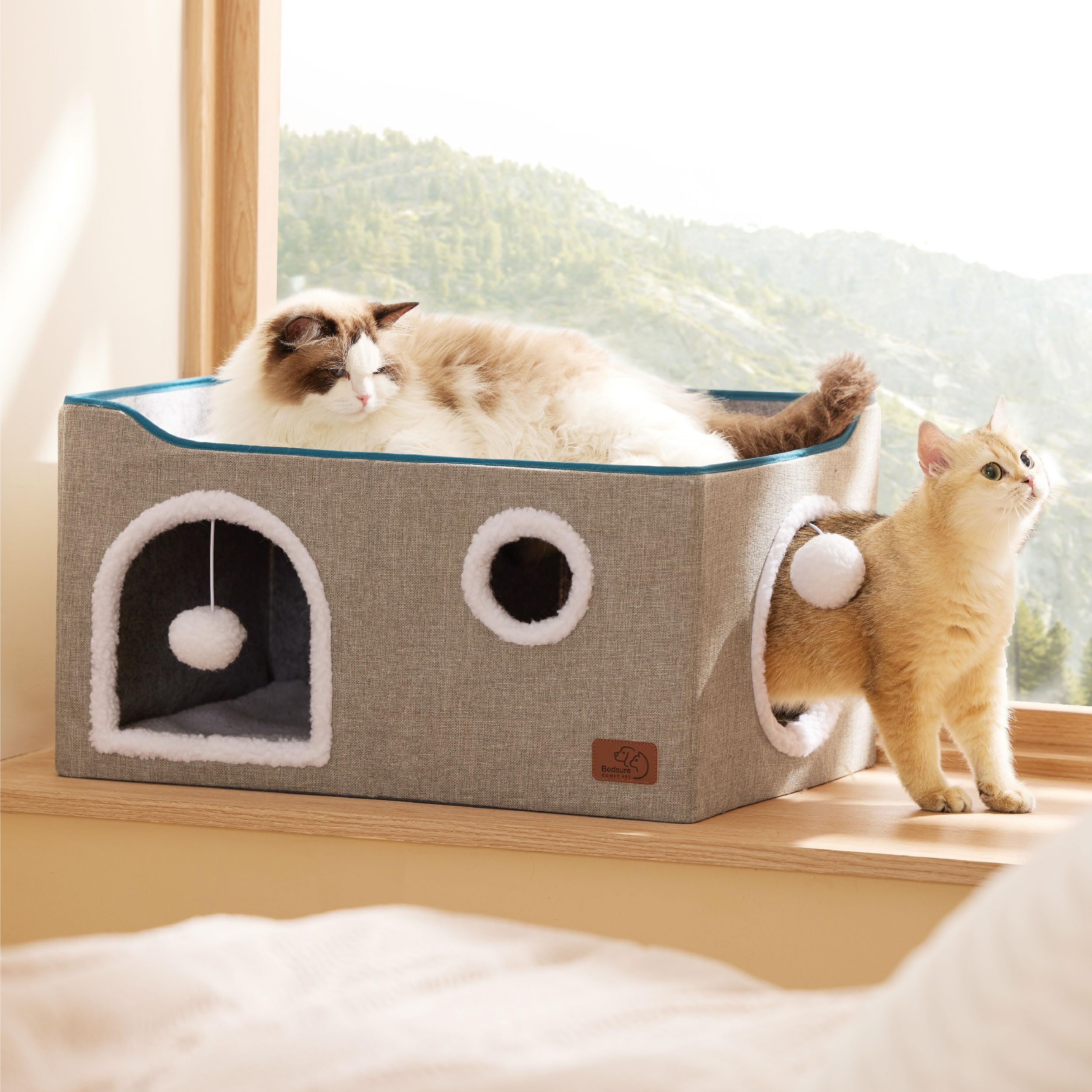 Bedsure cat cube house removable cushions enable easy cleaning and year-round comfort.