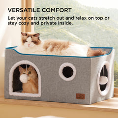 Bedsure cat cube house sisal scratching board encourages scratching and safe exercise.