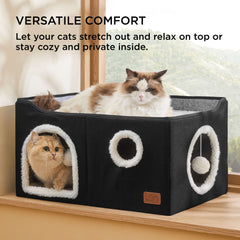 Bedsure cat cube side-entry with tunnel invites exploration and play