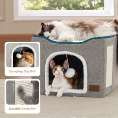 Bedsure fluffy-ball-hanging grey adds interactive play for engagement