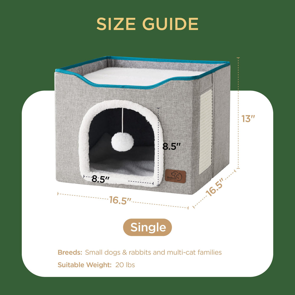 Bedsure foldable-cat-house grey folds flat for travel or storage