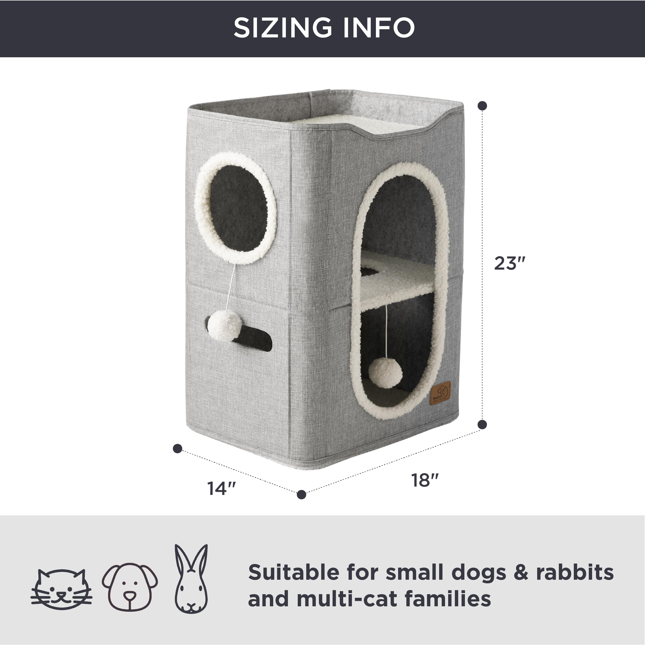 Bedsure cat house dimensions 18x14x23 inches fit in compact spaces.