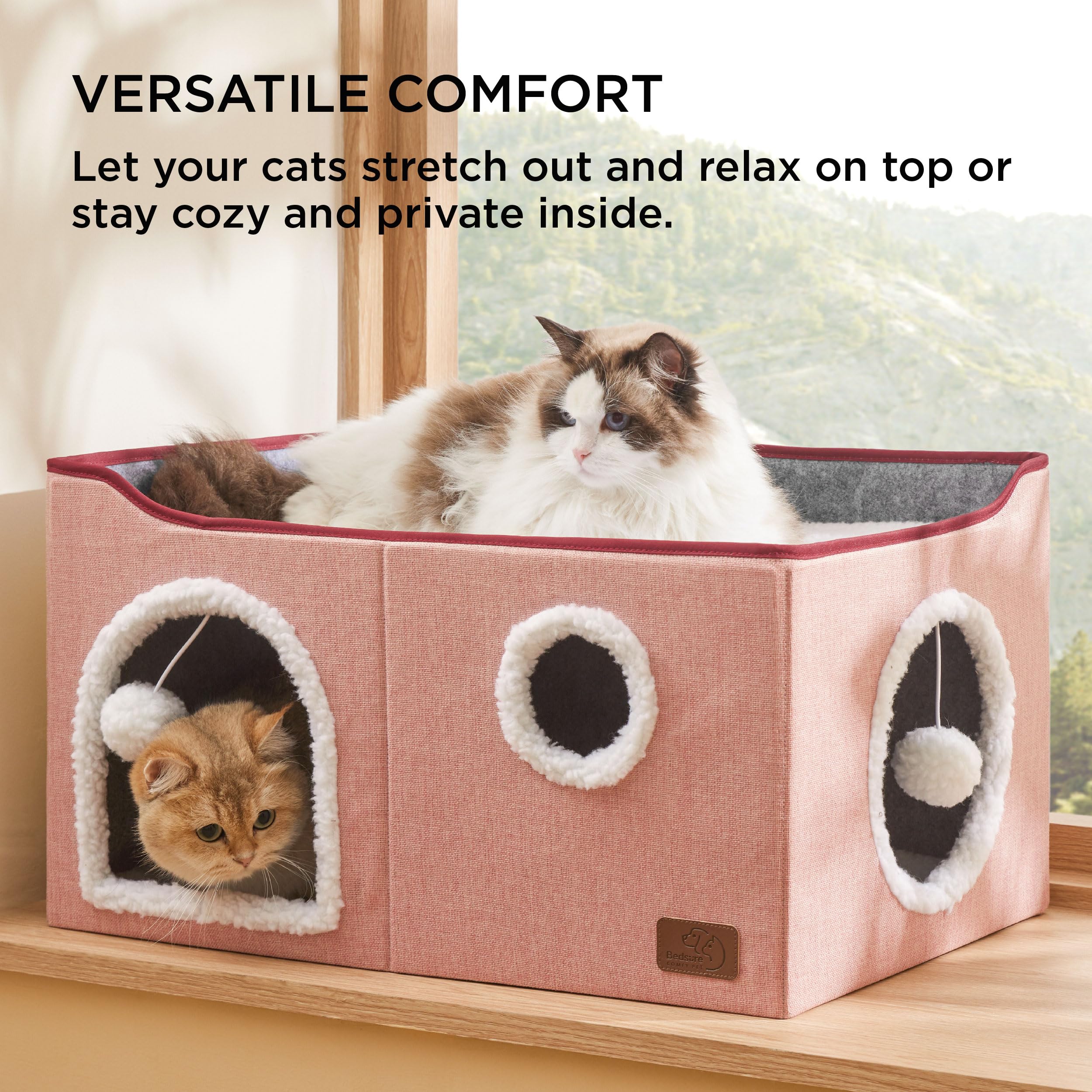 Bedsure cat house sturdy MDF construction supports playful jumping and stability