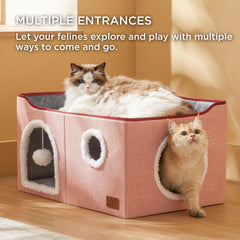 Bedsure cat house tunnel entrances provide exploratory access and enrichment