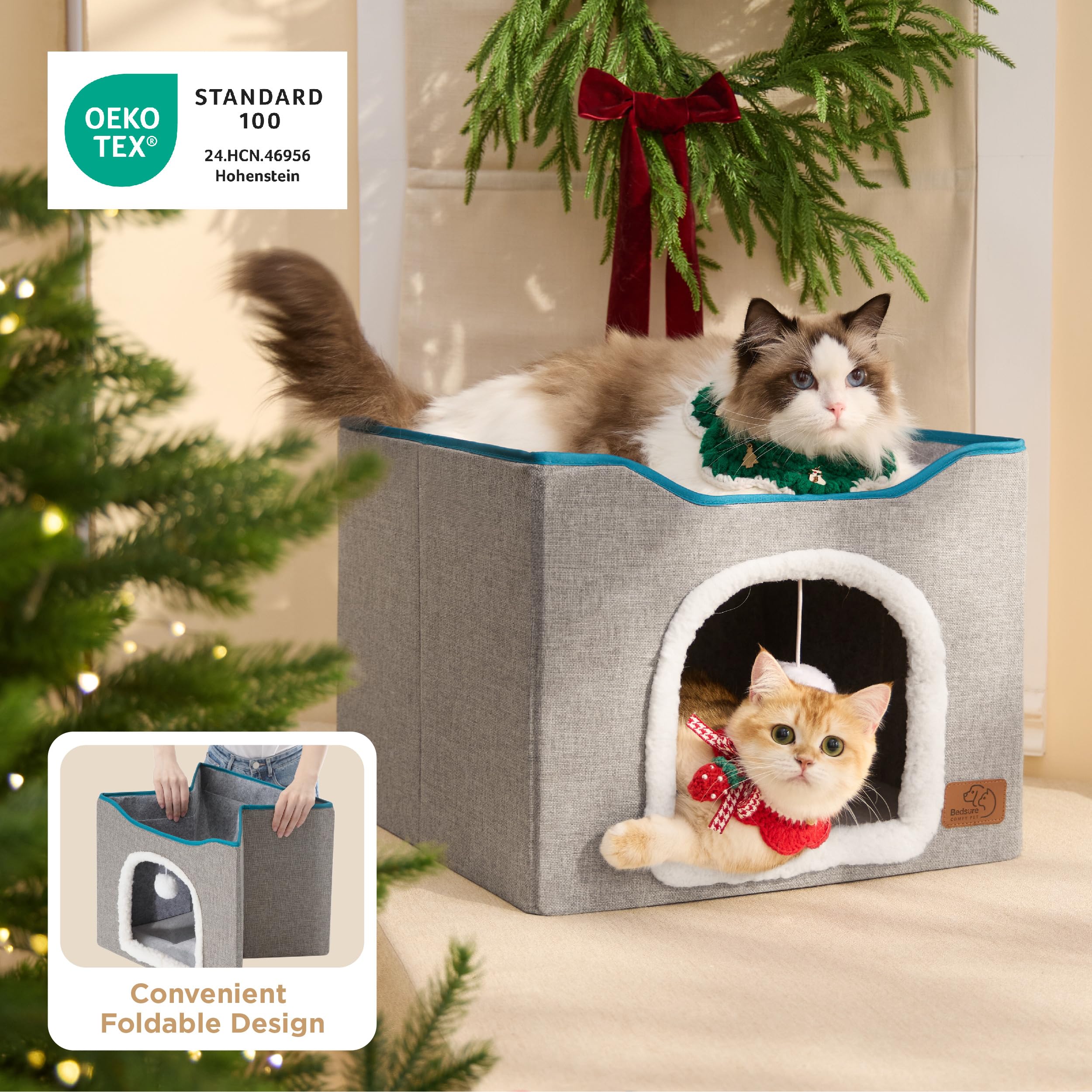 Bedsure cat-sisal-scratching-board grey provides built-in scratching surface