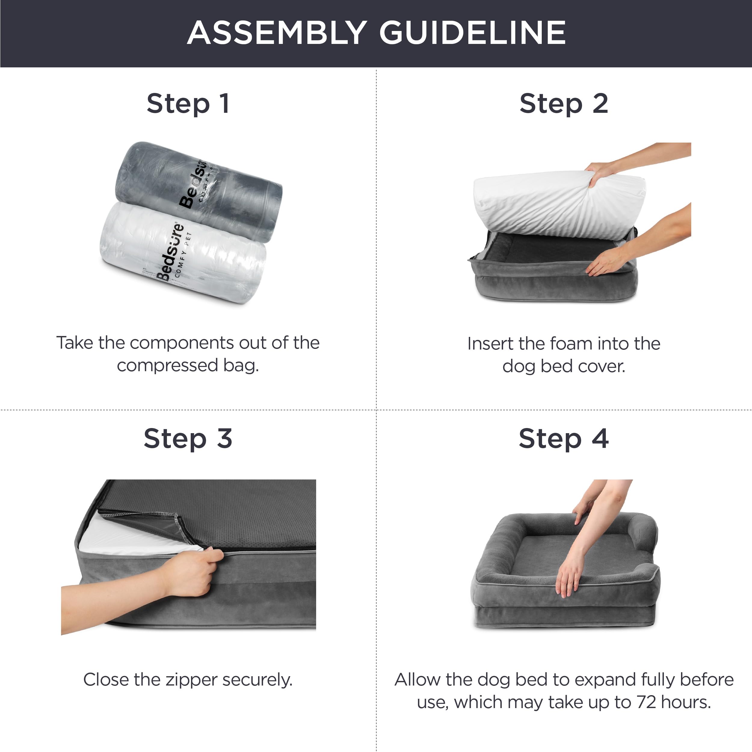 Bedsure CertiPUR-US foam ensures durable, safe core support.