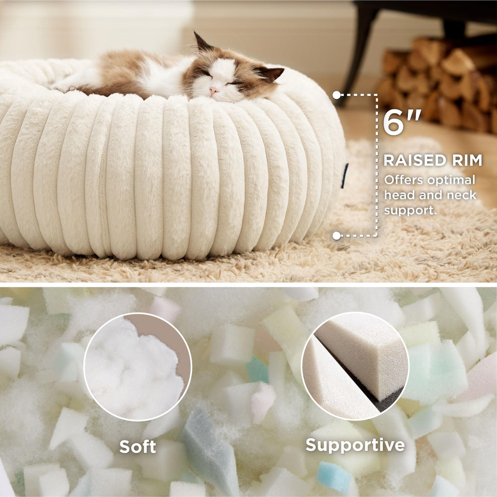 Bedsure corduroy fleece bed in cream offers cozy warmth and plush texture.