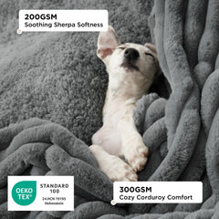 Bedsure corduroy and sherpa dual-texture close-up showcases luxurious softness and durability.