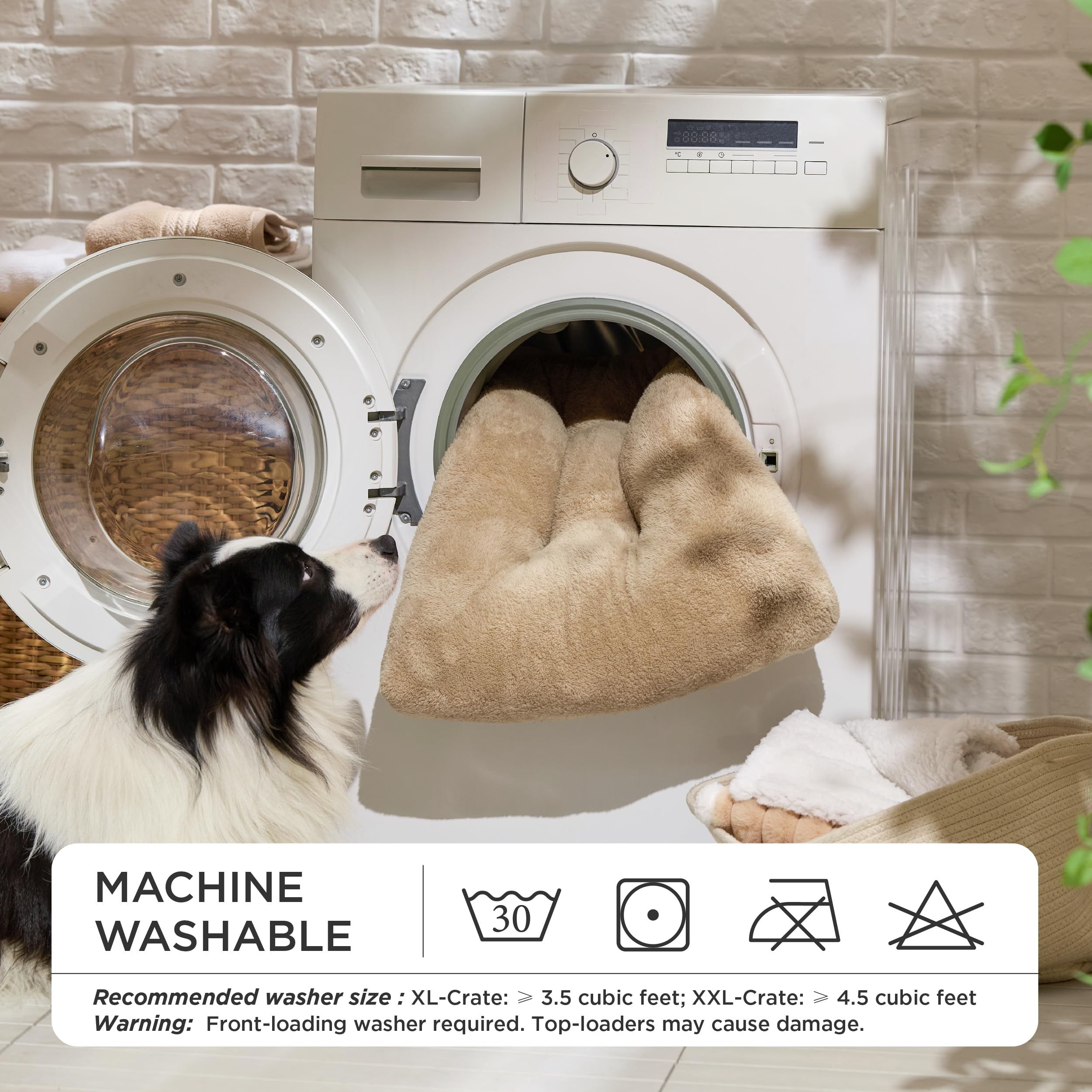 Bedsure crate mat dog bed demonstrates machine washable design.