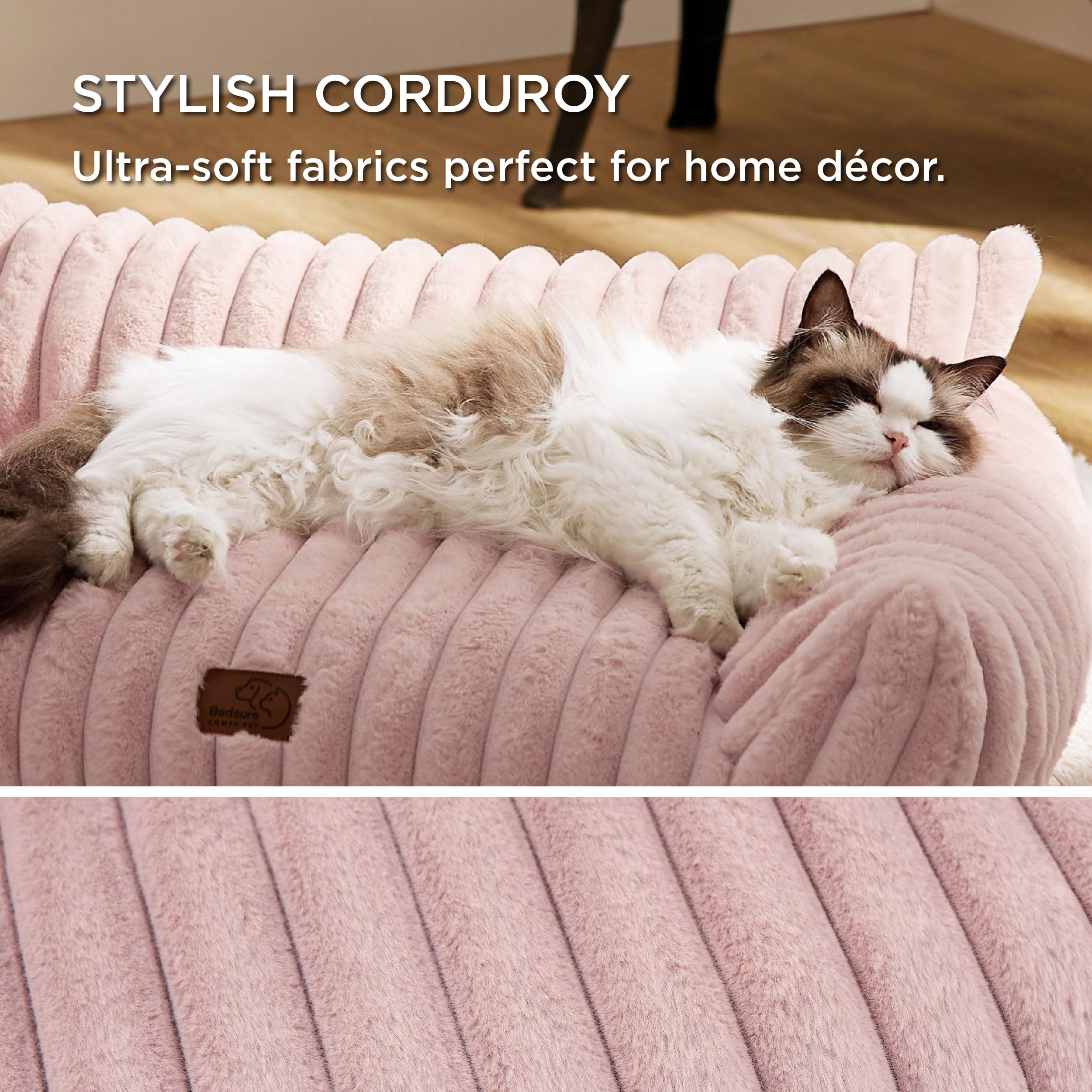 Bedsure cute cat couch anti-slip base ensures stable lounging on floors.