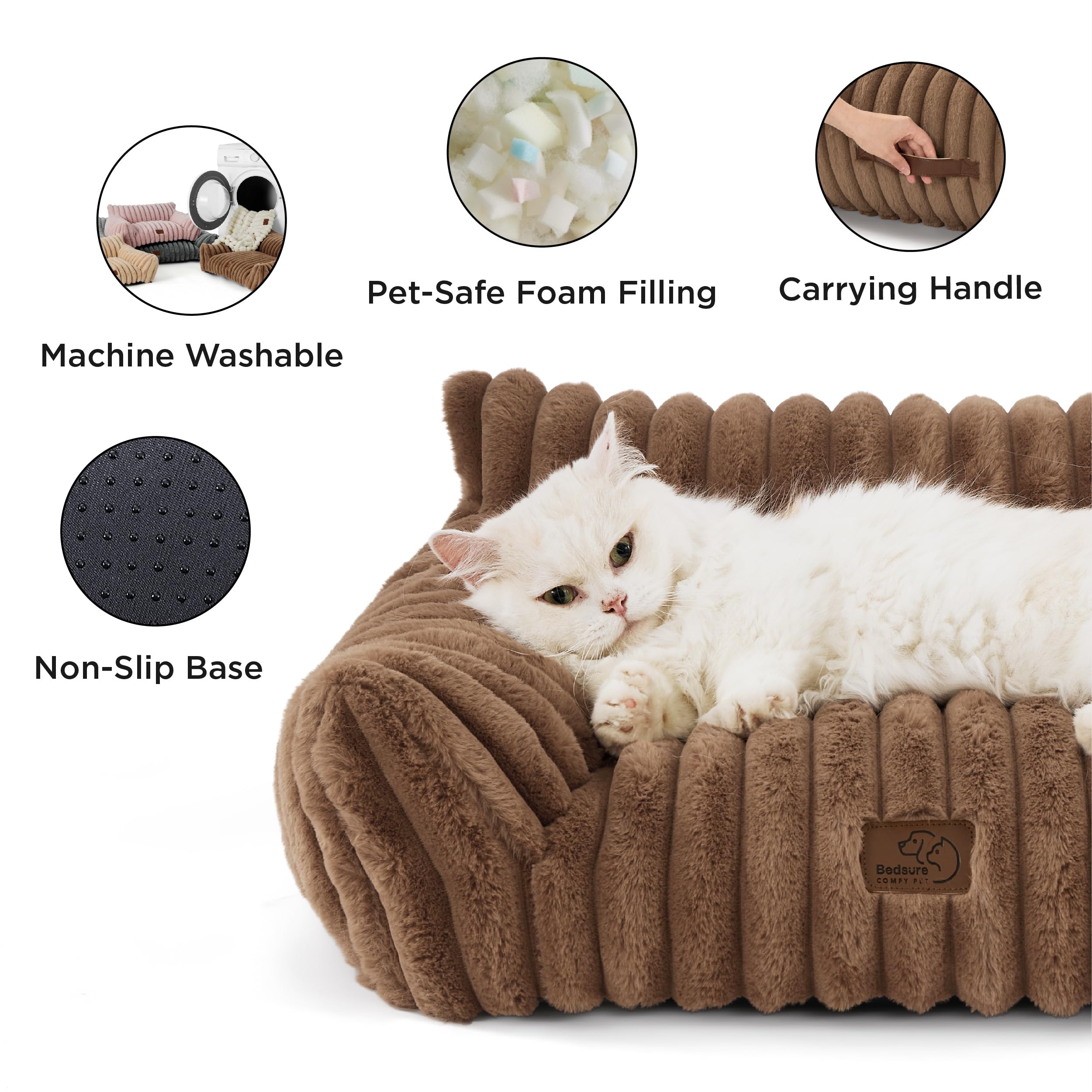 Bedsure cute cat couch anti-slip bottom prevents sliding on floors