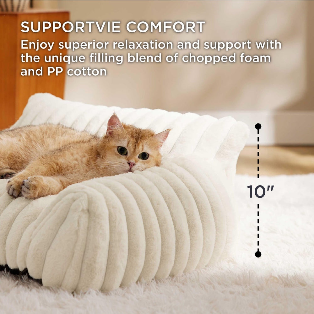Bedsure cute cat couch backrest detail shows high back for additional neck support during naps.