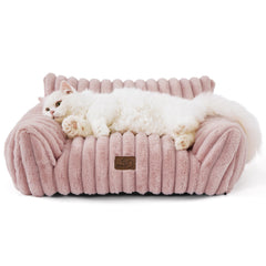 Bedsure cute cat couch blush pink front view for compact, cozy lounging.