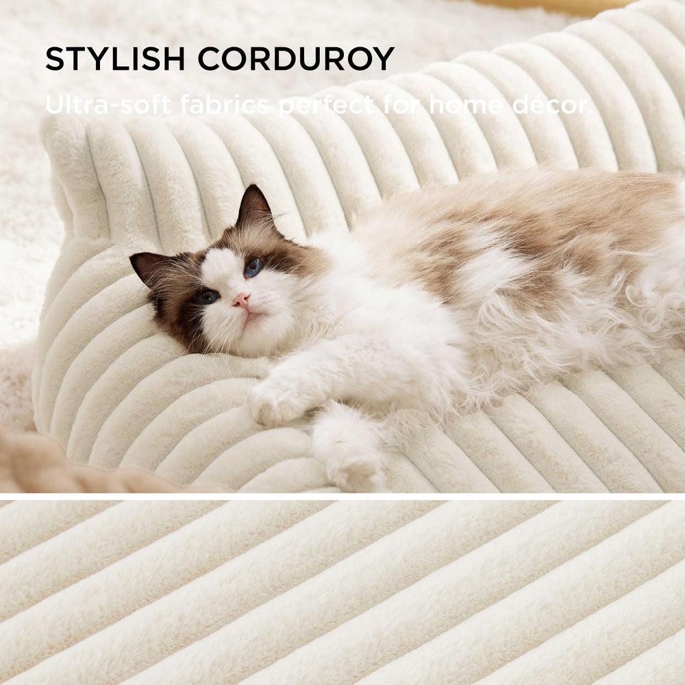 Bedsure cute cat couch close-up of faux-fur fabric emphasizes soft texture and warm snuggles.