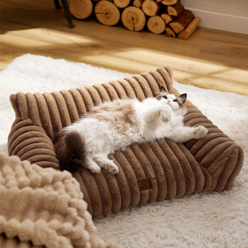 Bedsure cute cat couch copper brown complements home decor and fits pets