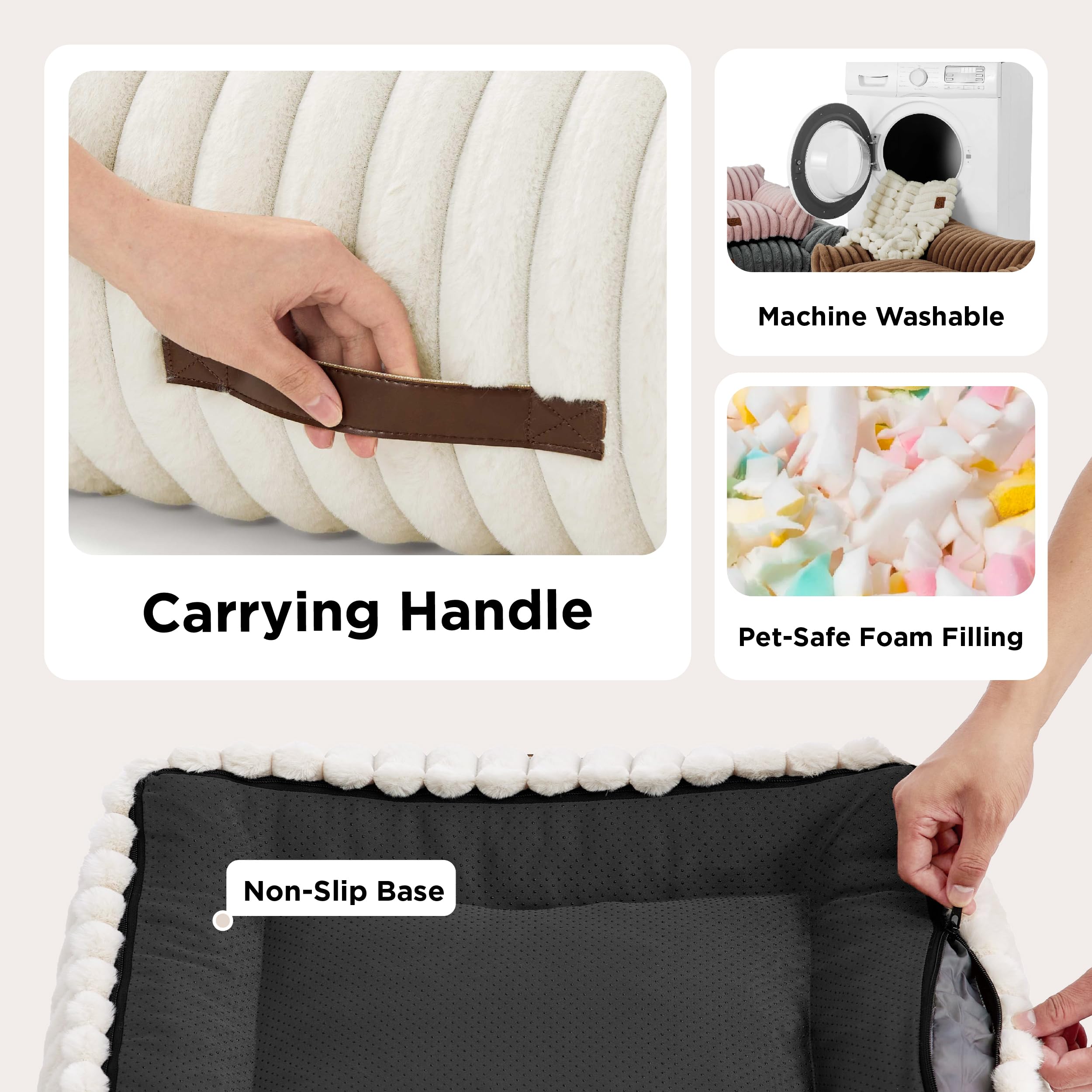 Bedsure foam and fiber fill balance comfort and support for pets.