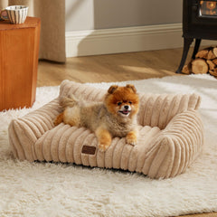 Bedsure cute cat couch with corduroy fleece offers cozy pet lounging.