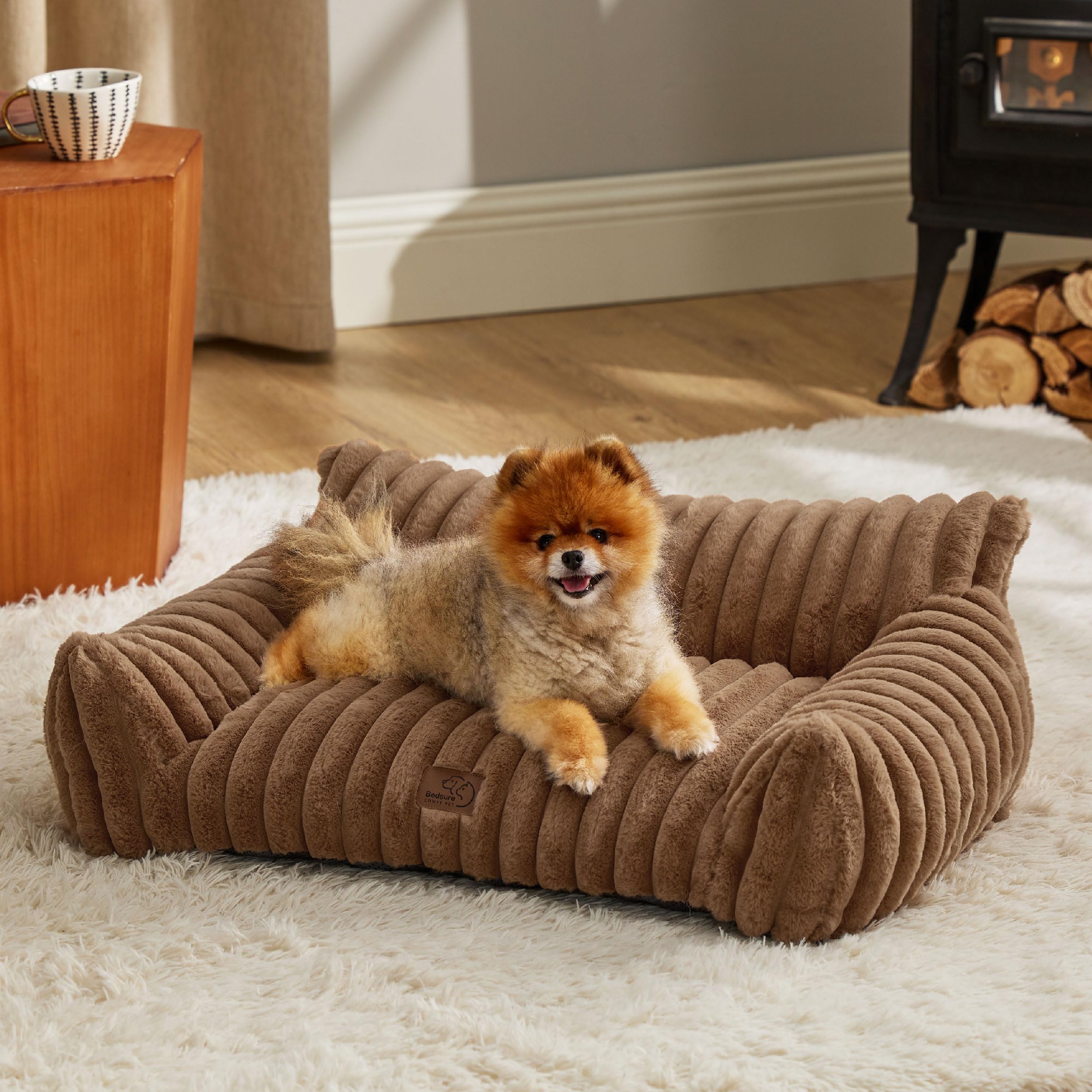 Bedsure cute cat couch three-sided design provides neck support for naps