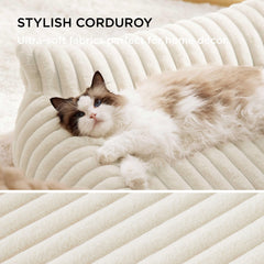 Bedsure Cute Dog Couch backrest image emphasizes three-sided support for neck and head comfort
