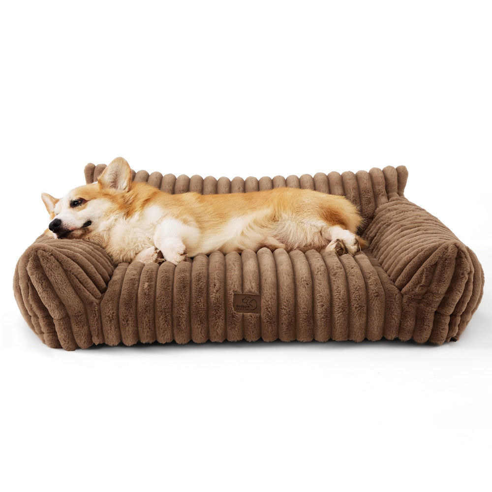 Bedsure cute dog couch front view shows three-sided support