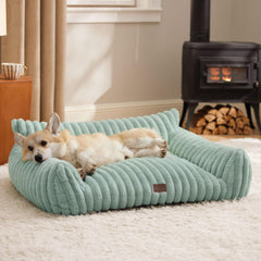 Bedsure Cute Dog Couch front view shows plush corduroy for cozy lounging.