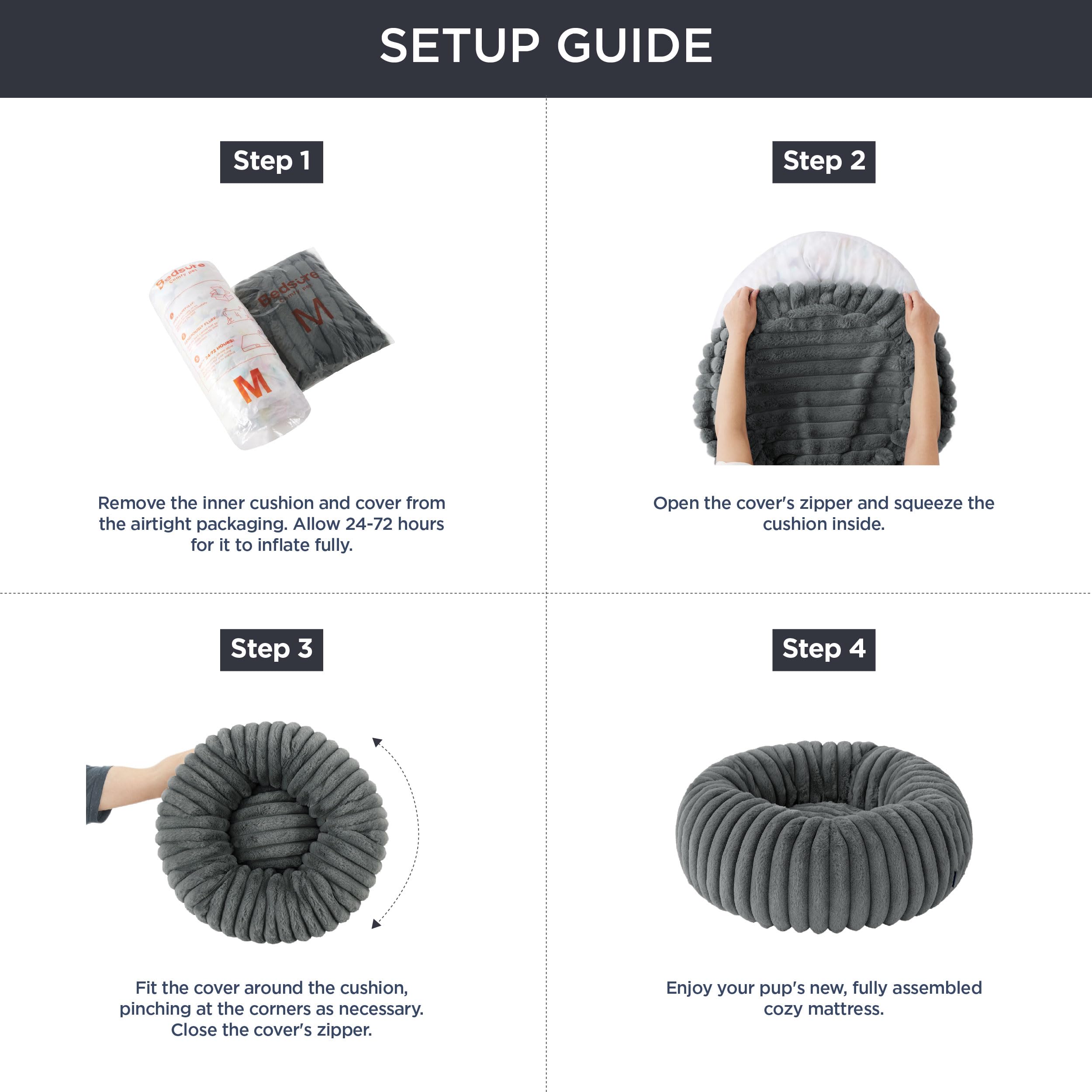 Bedsure dense foam and polyfill blend cradle joints for cozy relaxation.