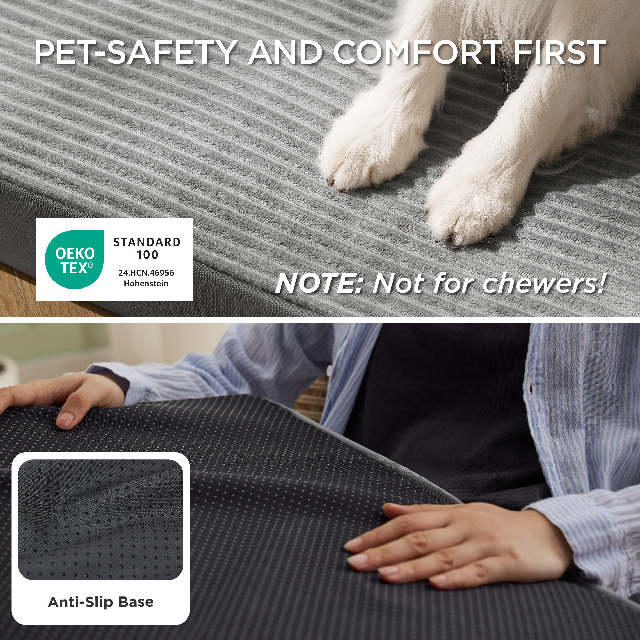 Bedsure dog bed anti-slip base keeps it securely in place