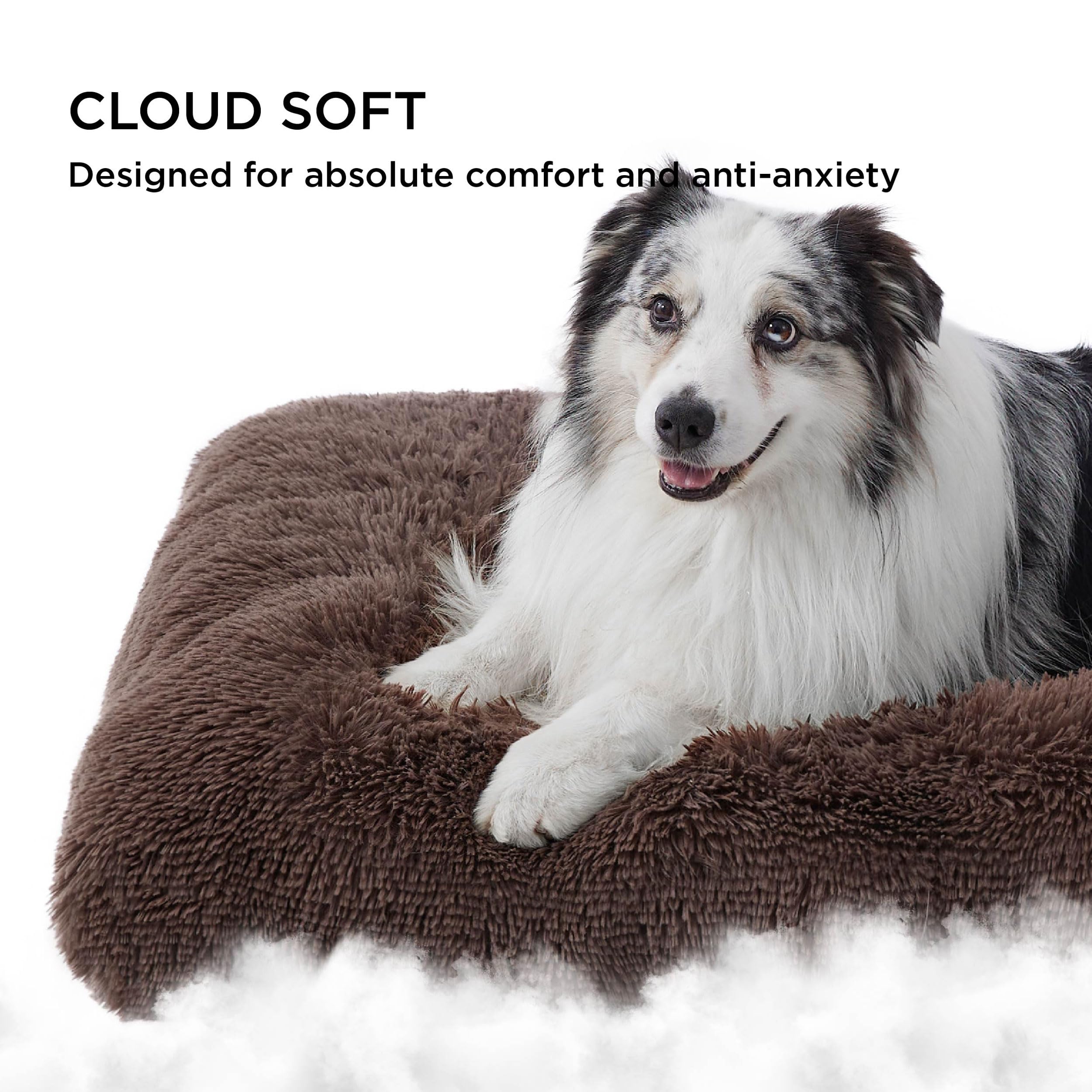 Bedsure dog bed in crate and backseat illustrates versatile travel use.