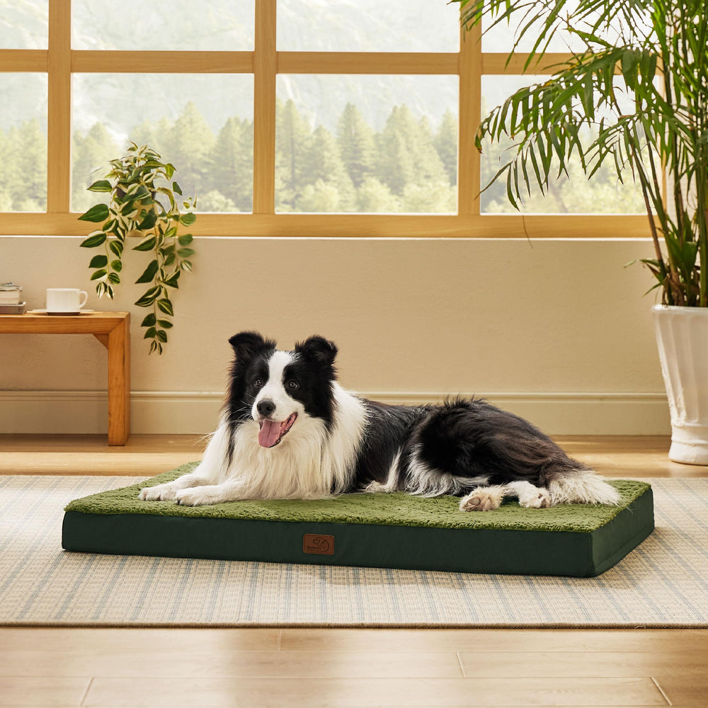 Bedsure large dog bed with foam closeup showing supportive egg crate design.
