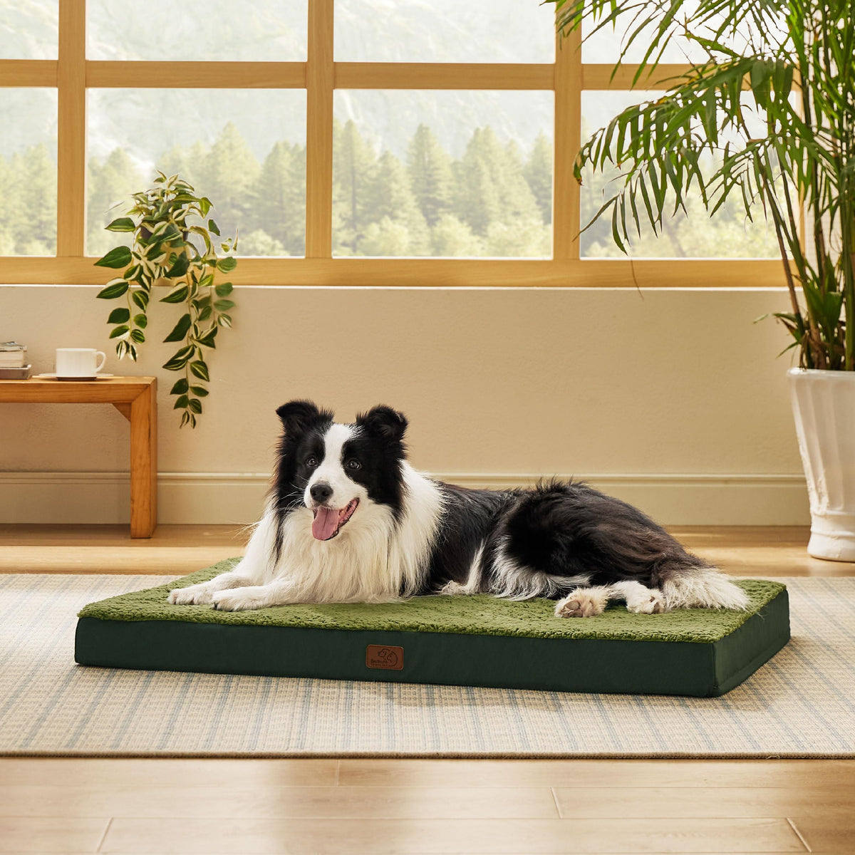 Bedsure large dog bed with foam closeup showing supportive egg crate design.