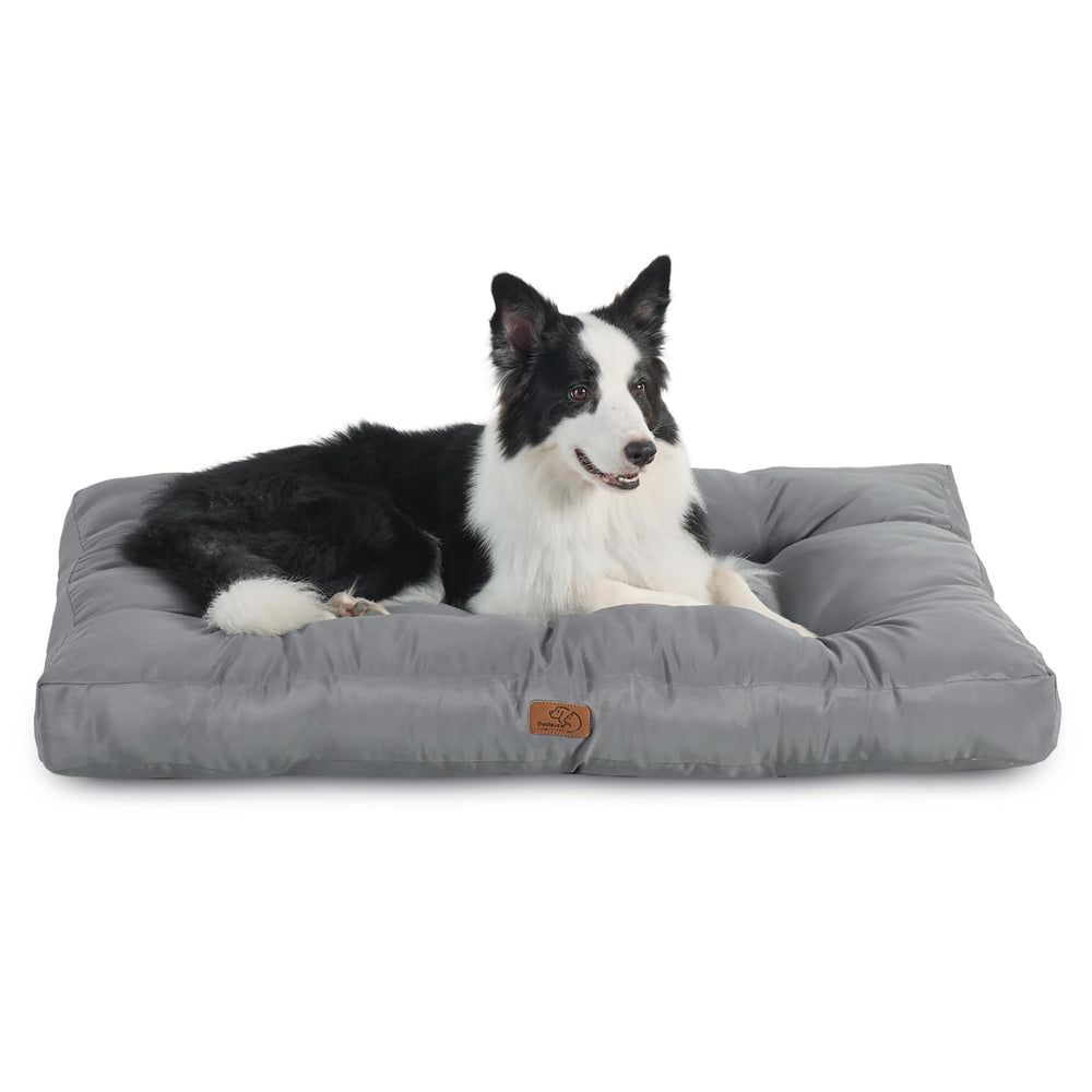 Bedsure large grey dog bed with waterproof cover for easy cleaning