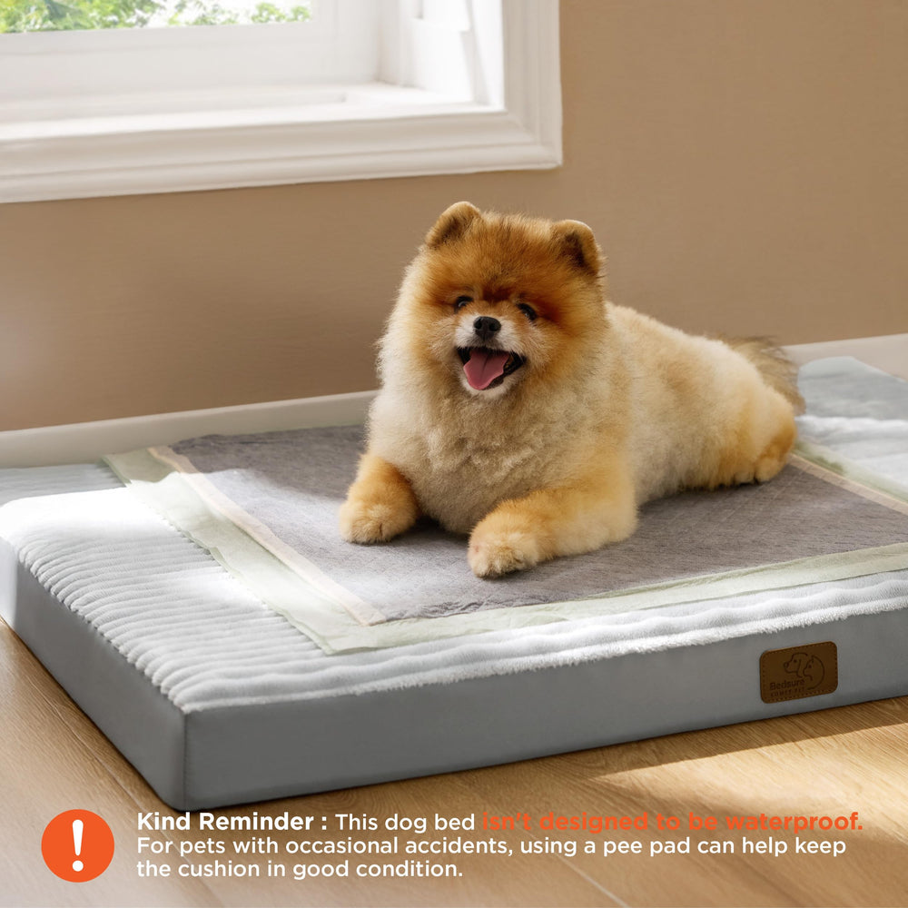 Bedsure dog bed medium foam support image highlights even weight distribution for restful sleep.
