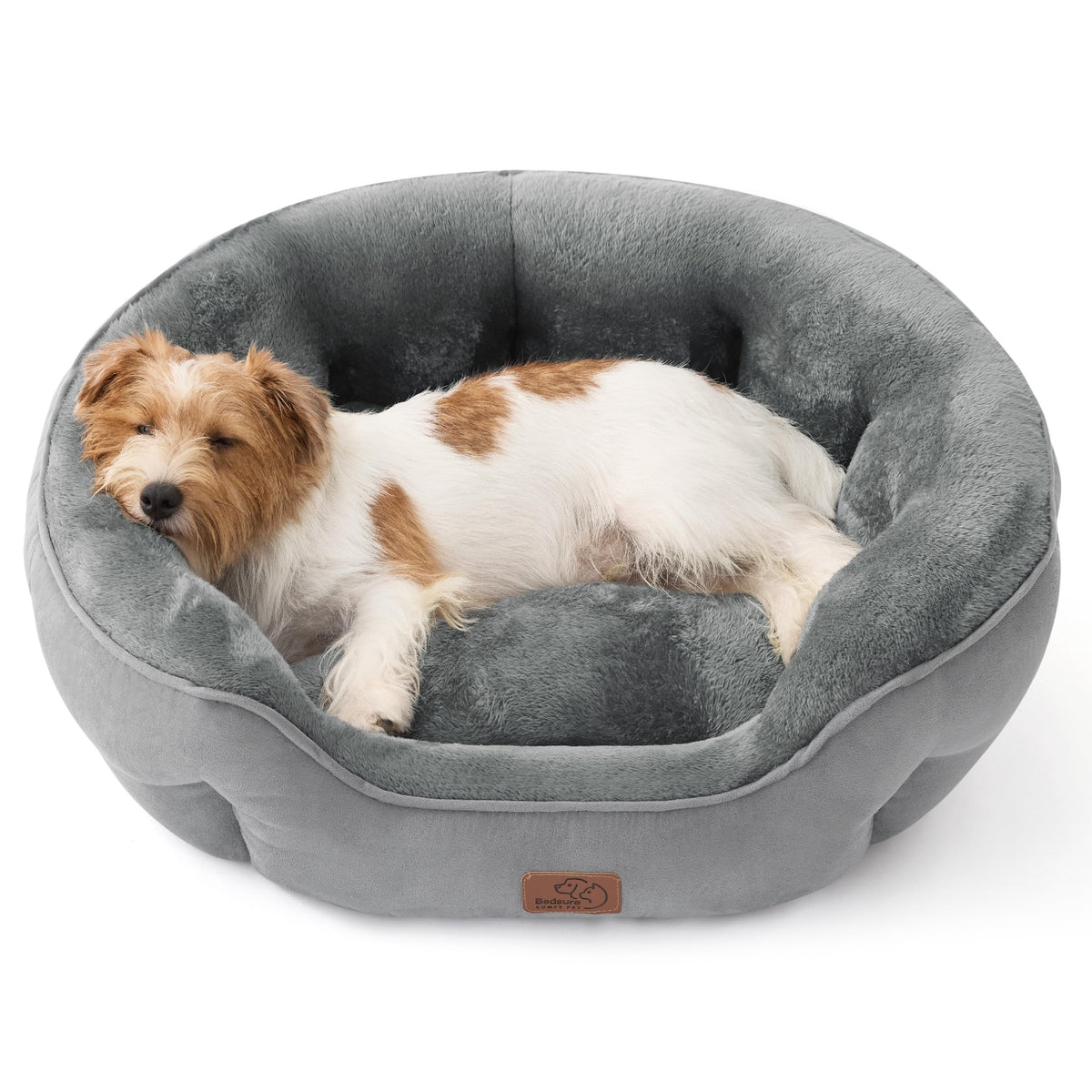 Bedsure round plush sherpa dog bed for cozy, inviting naps