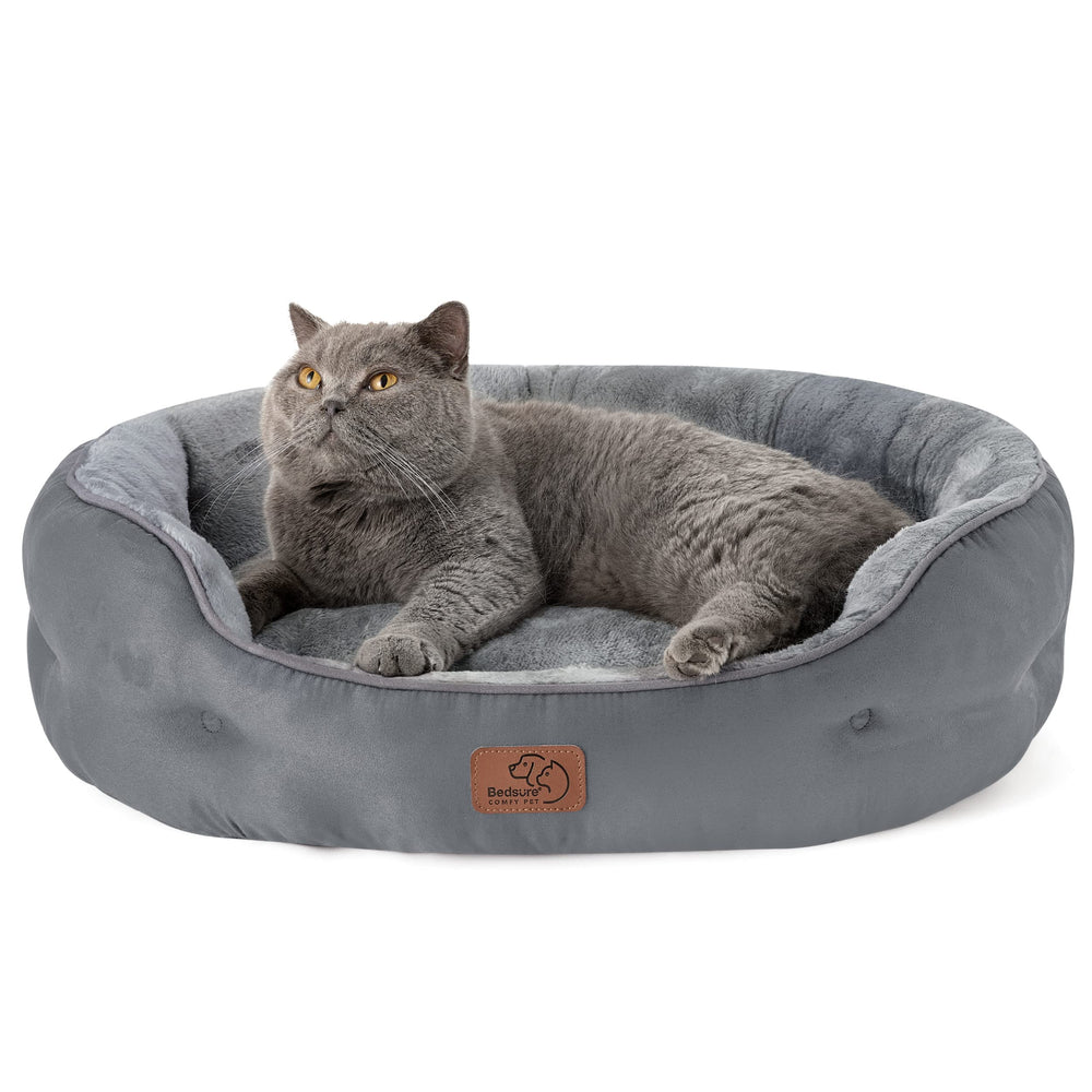Bedsure dog bed round sherpa soft provides cozy lounging for small dogs.