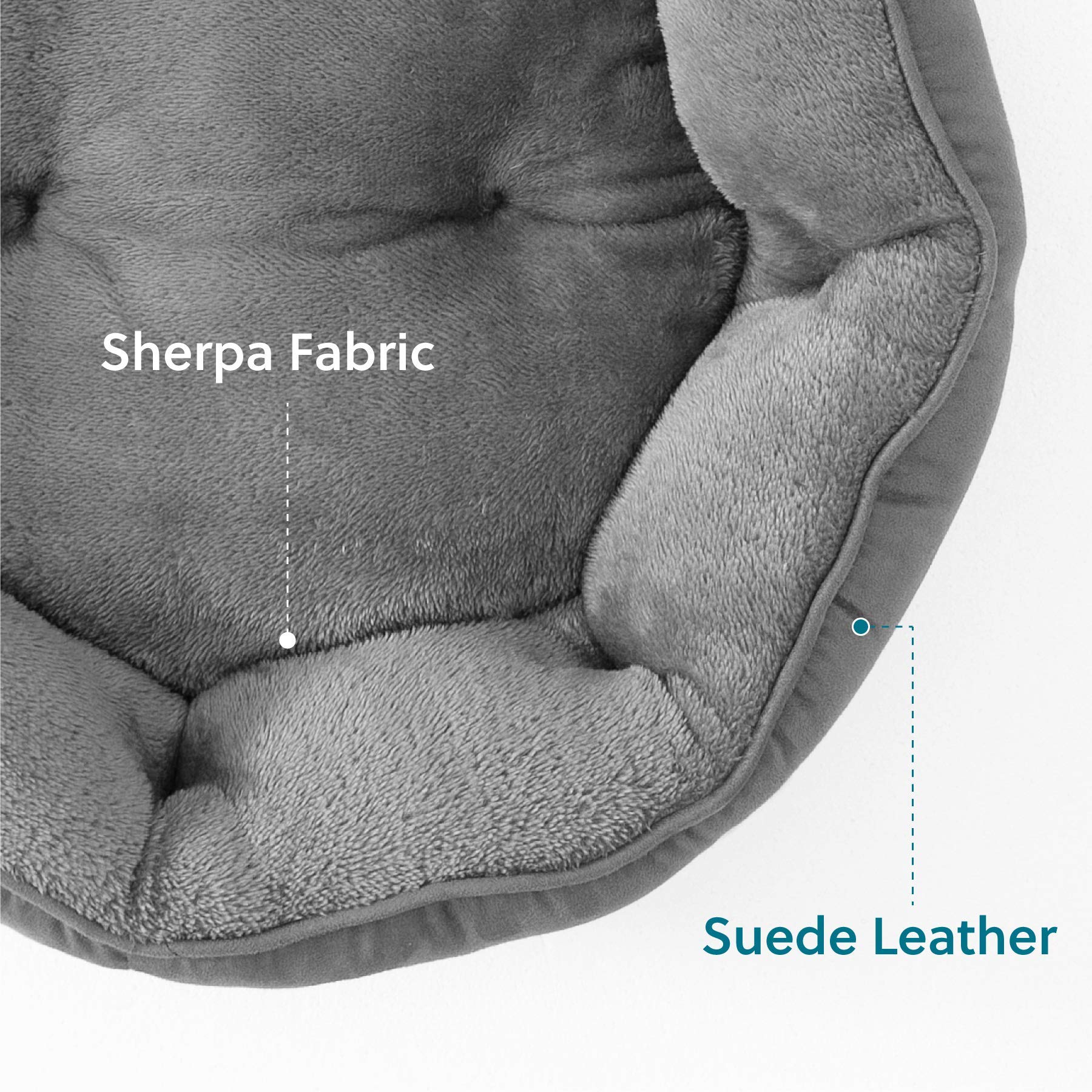 Bedsure round grey dog bed with non-slip bottom for stable resting.