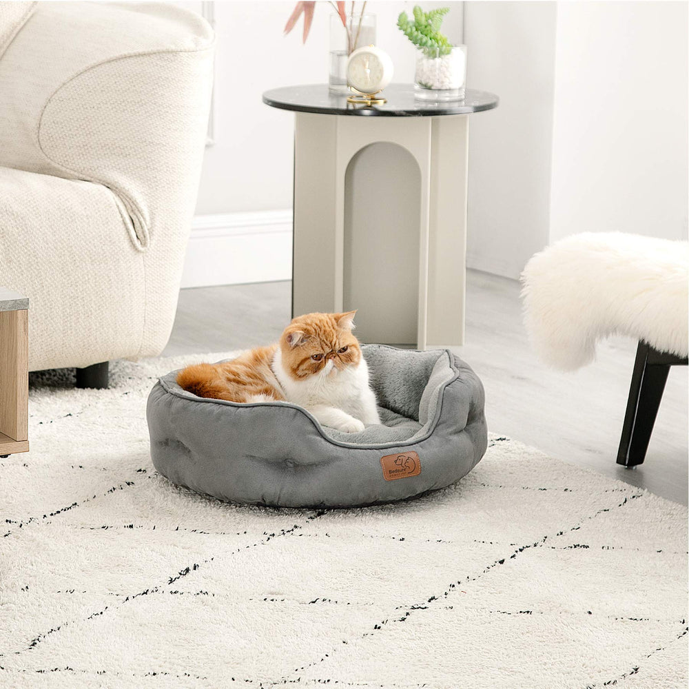 Bedsure product shot highlighting compact, cozy small-dog bed for indoor use.